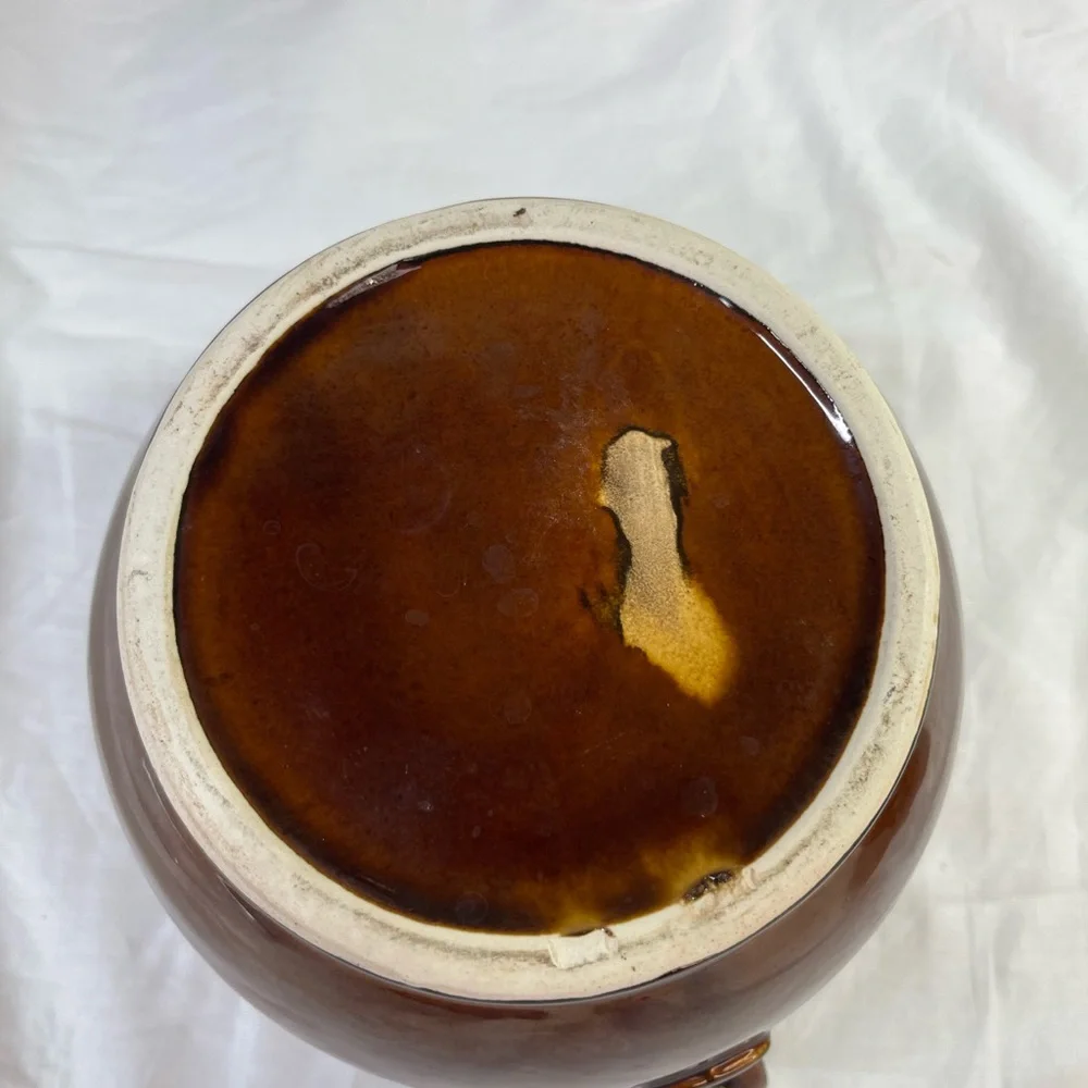 Vintage Brown Drip Bean Pot
